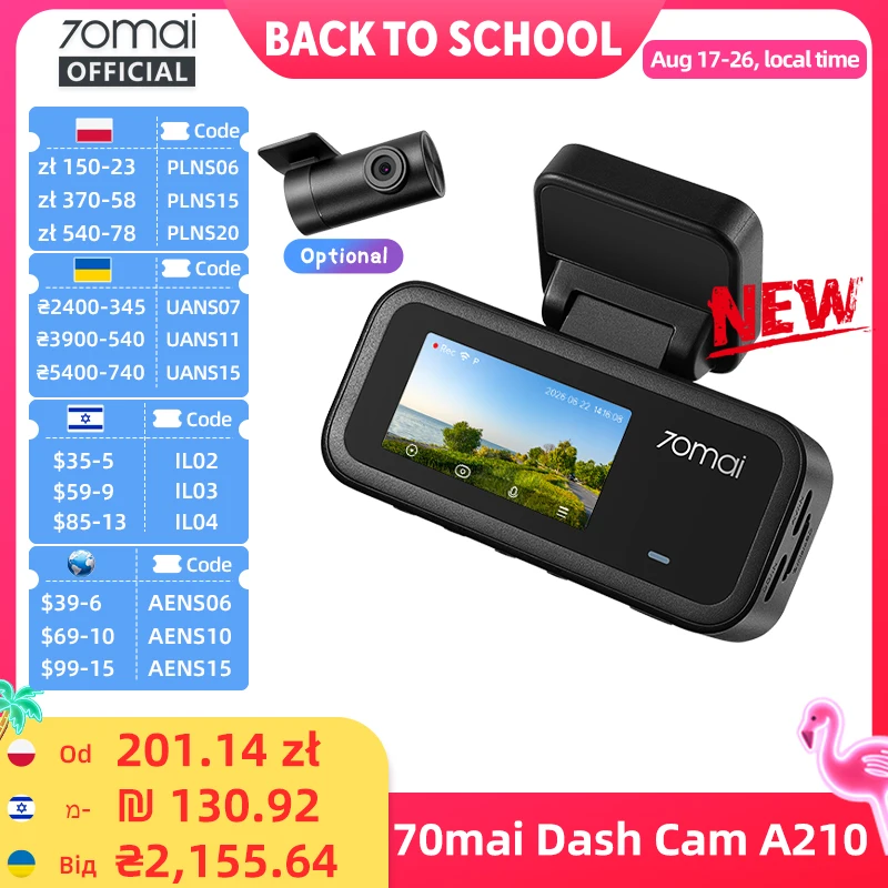 Wideorejestrator 70mai A210 z GPS i Wi-Fi 6 - bardzo dobra cena! 🔥
