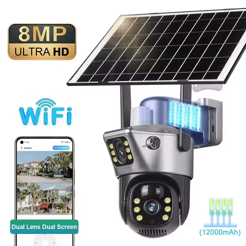 Solarna kamera zewnętrzna WiFi 8MP 4K - bardzo dobra cena! 📹🔥