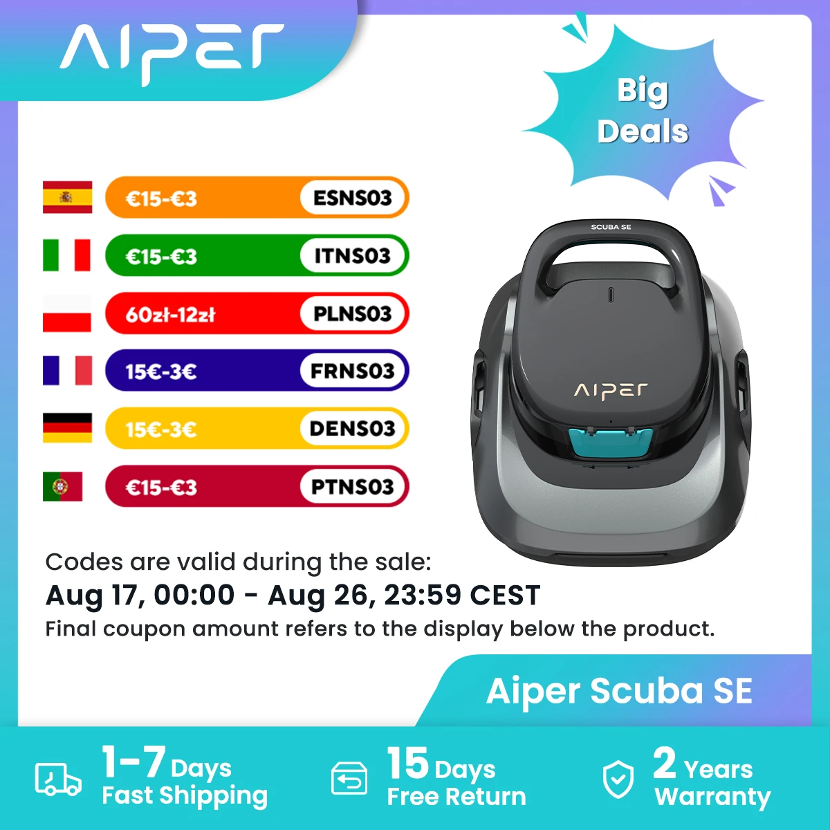 AIPER Scuba SE bezprzewodowy robot do czyszczenia basenu 90 min