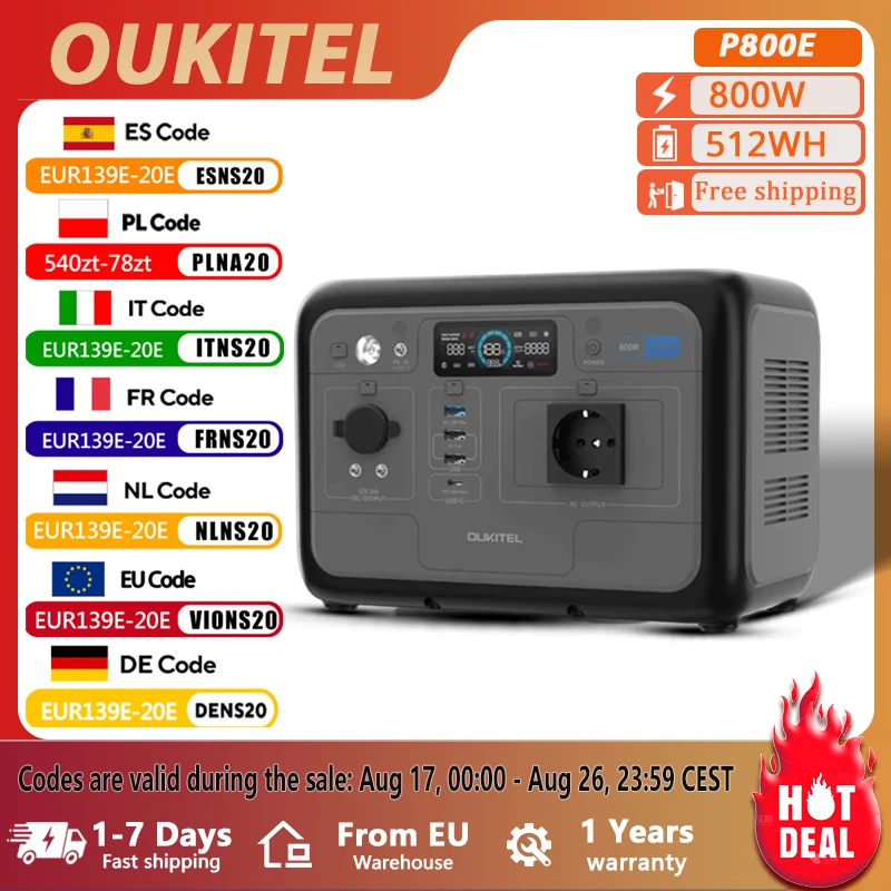 Stacja zasilania OUKITEL P800E 800W 512Wh 🔥 – 598 zł