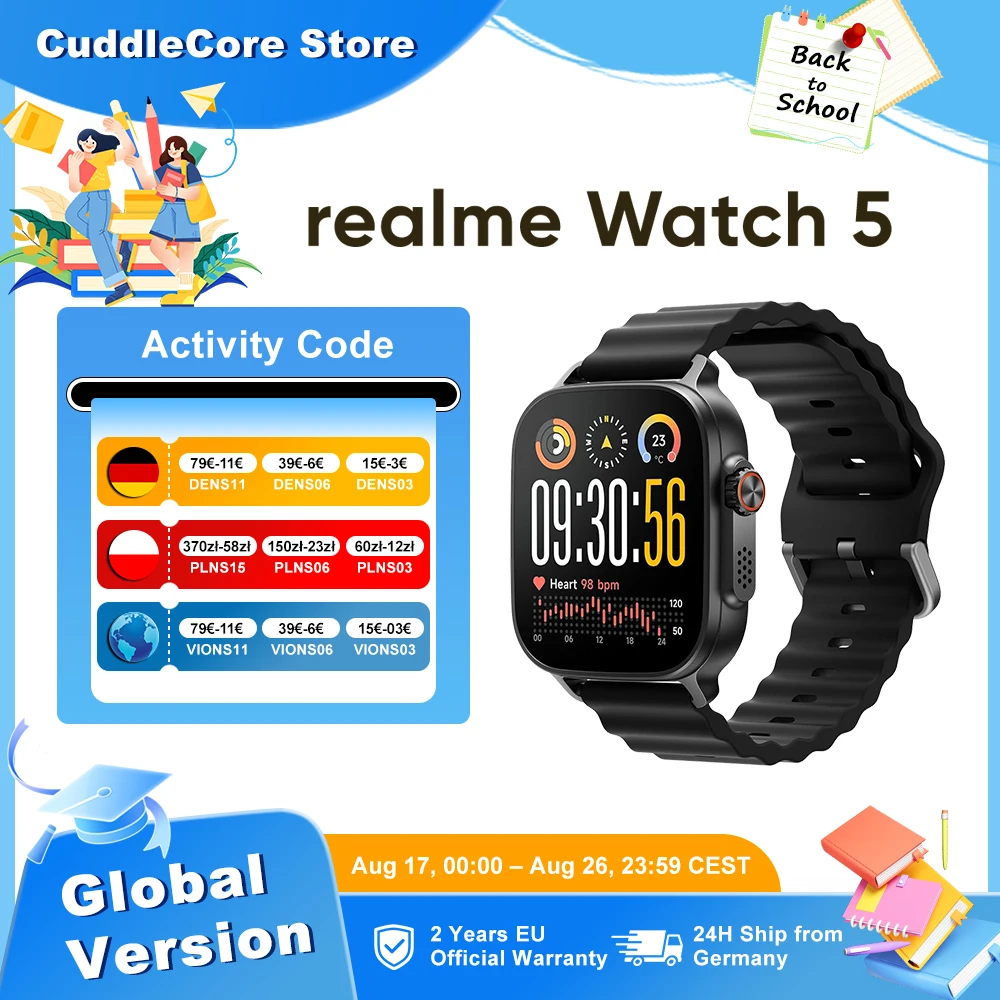 realme Watch 5 smartwatch z AMOLED 1,97", GPS i NFC