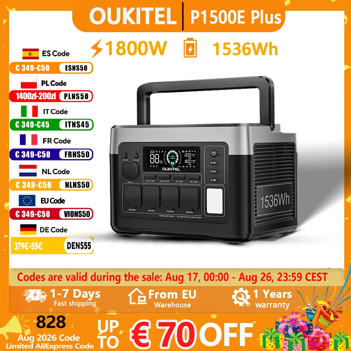 Stacja zasilania OUKITEL P1500 Plus 1800W - bardzo dobra cena! 🔥