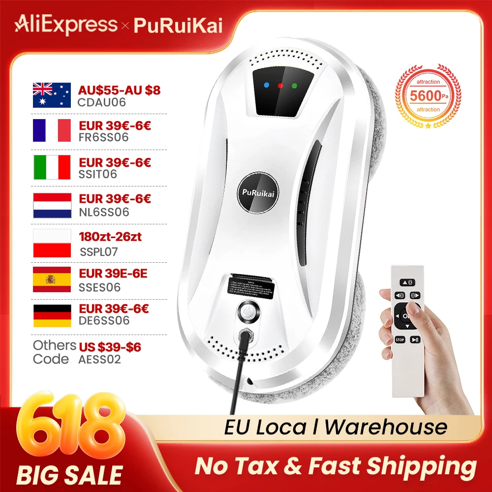 Robot do mycia okien PuRuiKai 5600Pa 🪟✨