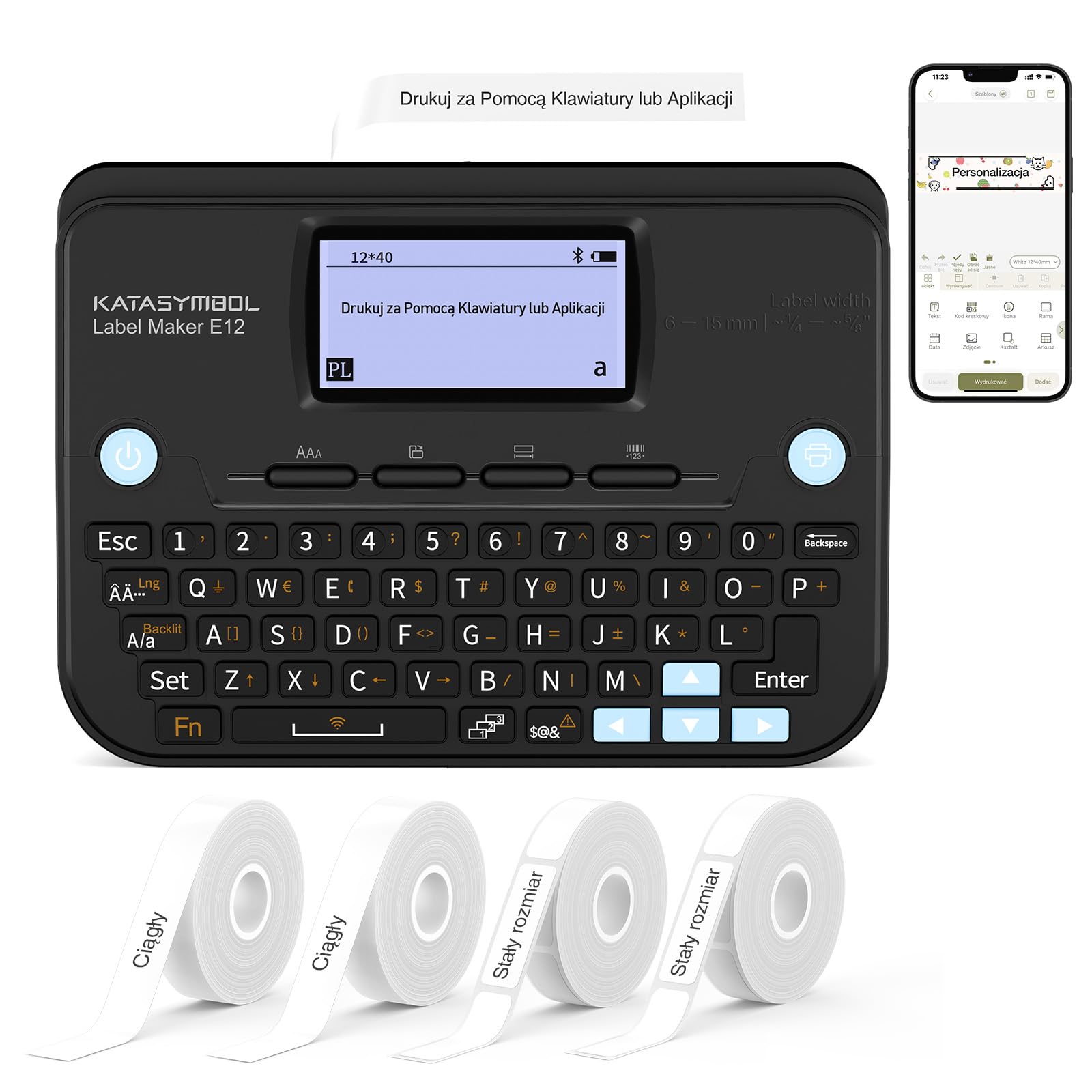 🔥 Drukarka etykiet SUPVAN E12 z klawiaturą QWERTY + 4 rolki za 124,99zł!