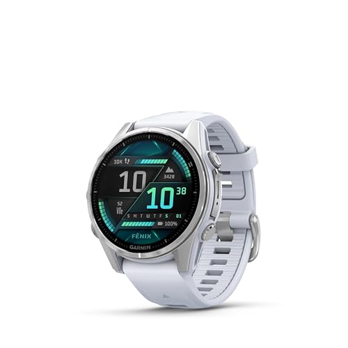 Garmin Fenix 8 43 mm AMOLED – srebrny z białym paskiem