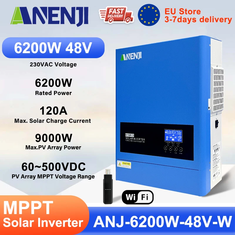 Falownik hybrydowy ANENJI 6,2kW 48V z WiFi!