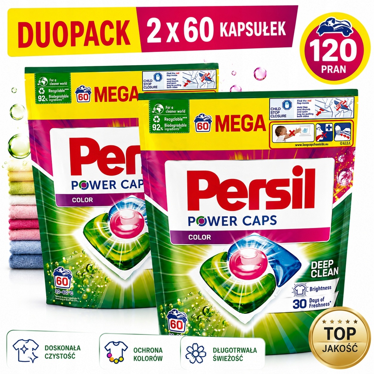 Persil Power Caps Color – 120 kapsułek do prania kolorów, 2x60 szt.