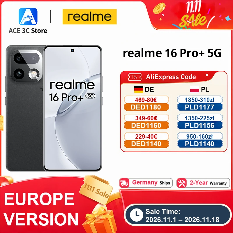 realme 16 Pro+ 5G smartfon z ekranem AMOLED 144Hz i aparatem 200MP OIS