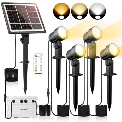 MEIHUA reflektory solarne ogrodowe 4 szt. z pilotem i 3 barwami światła