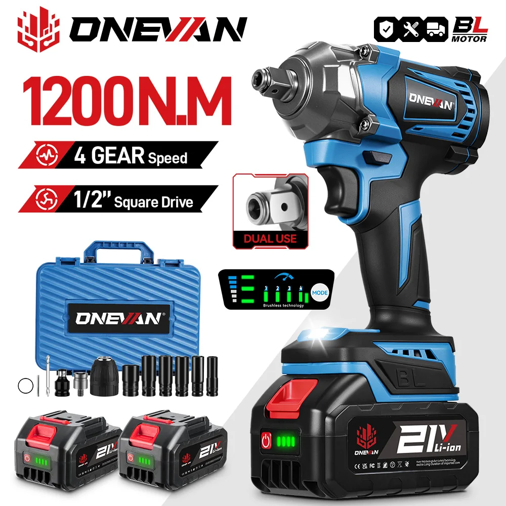 ONEVAN 1200 Nm klucz udarowy 1/2 cala bezszczotkowy do Makita 18 V