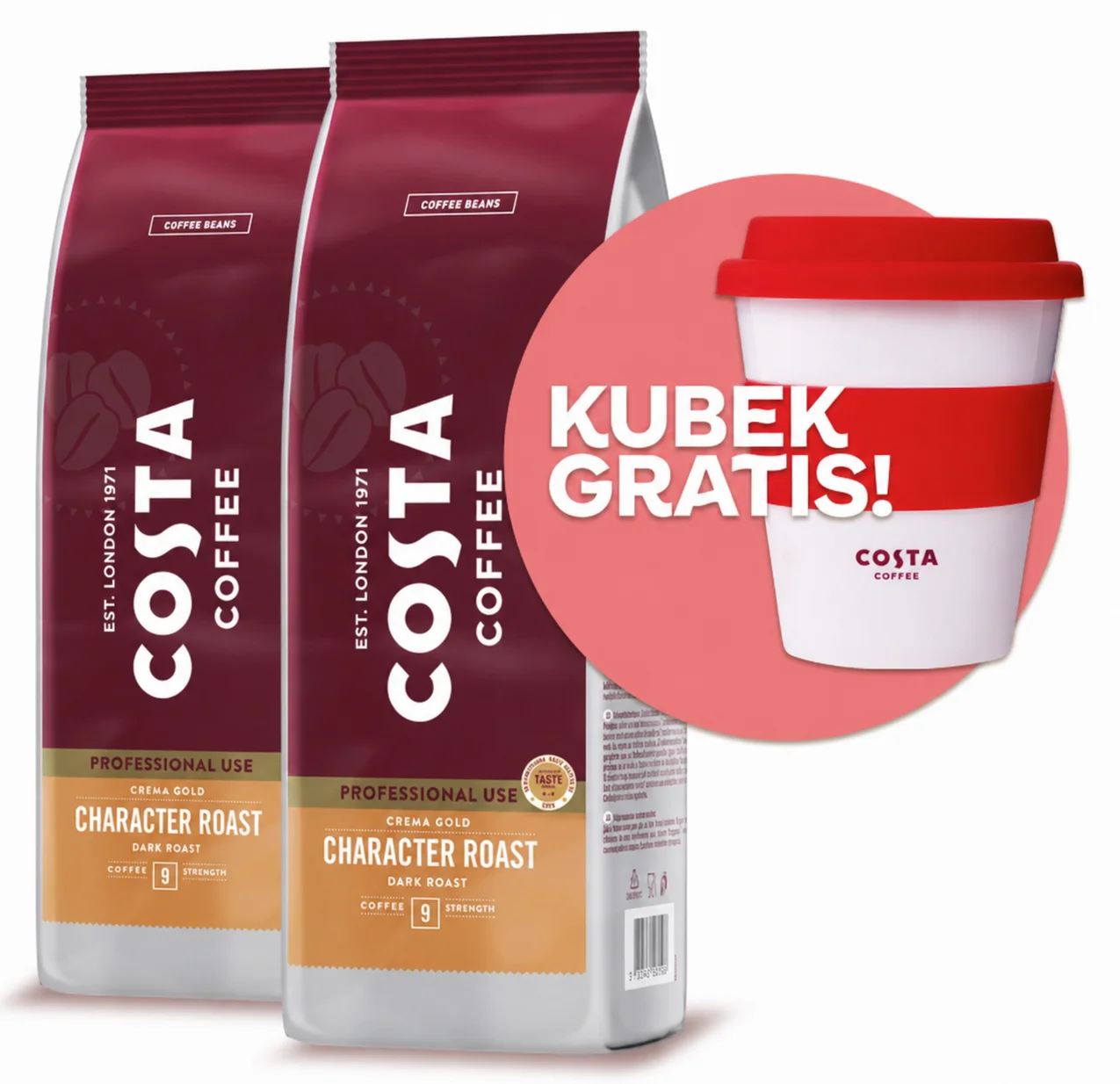 Kawa ziarnista Costa Pro Crema Gold 2x1kg + kubek gratis - bardzo dobra cena! ☕🔥