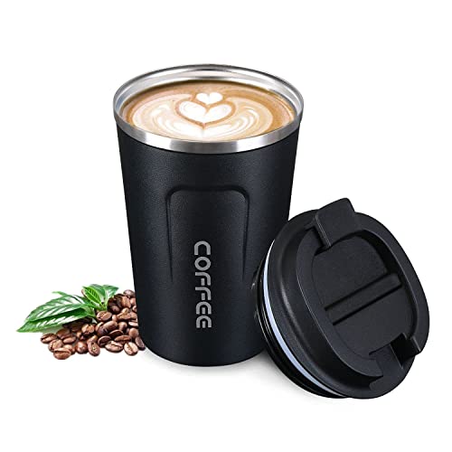 flintronic kubek termiczny 380 ml ze szczelną pokrywką, czarny