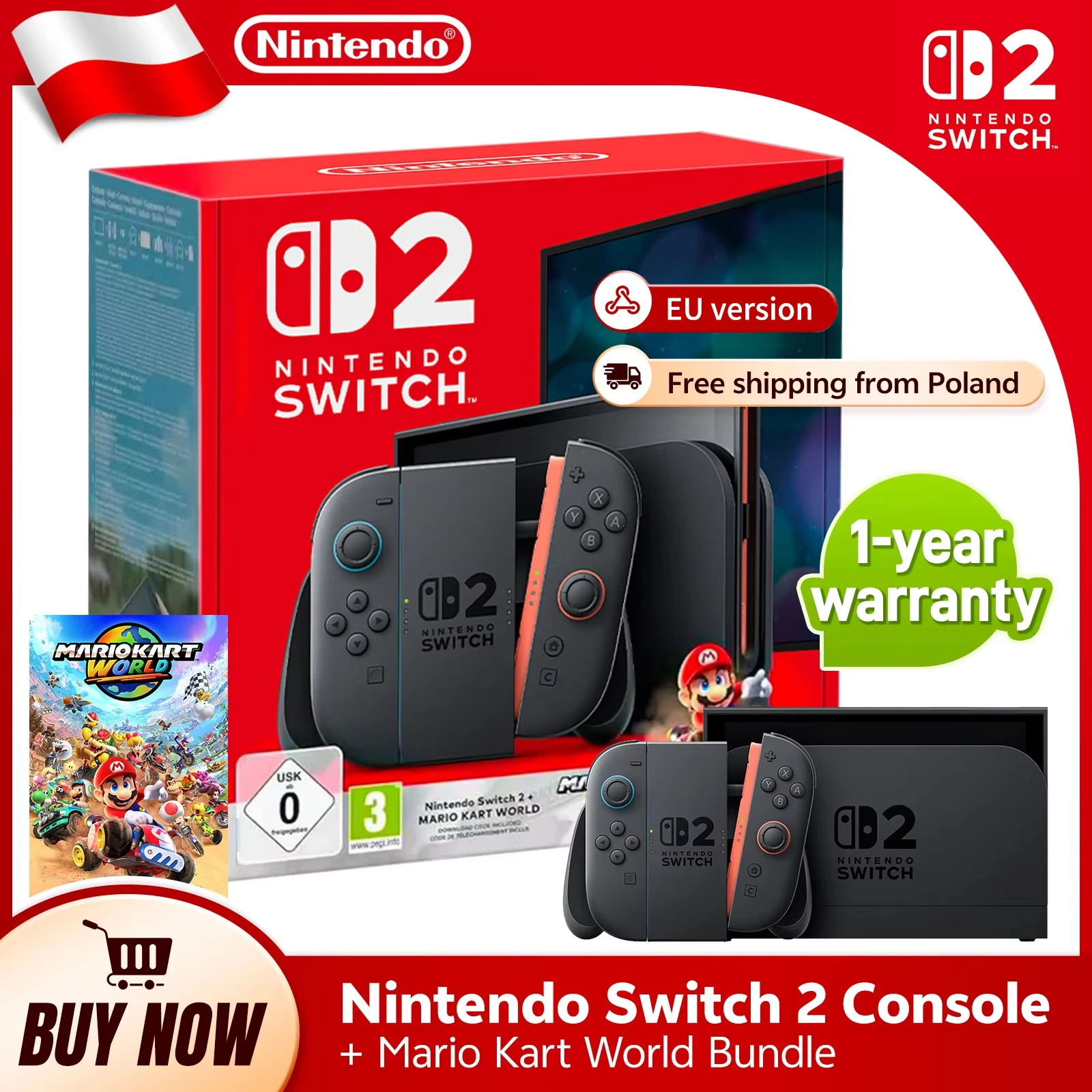 Nintendo Switch 2 + Mario Kart World - bardzo dobra cena! 🔥