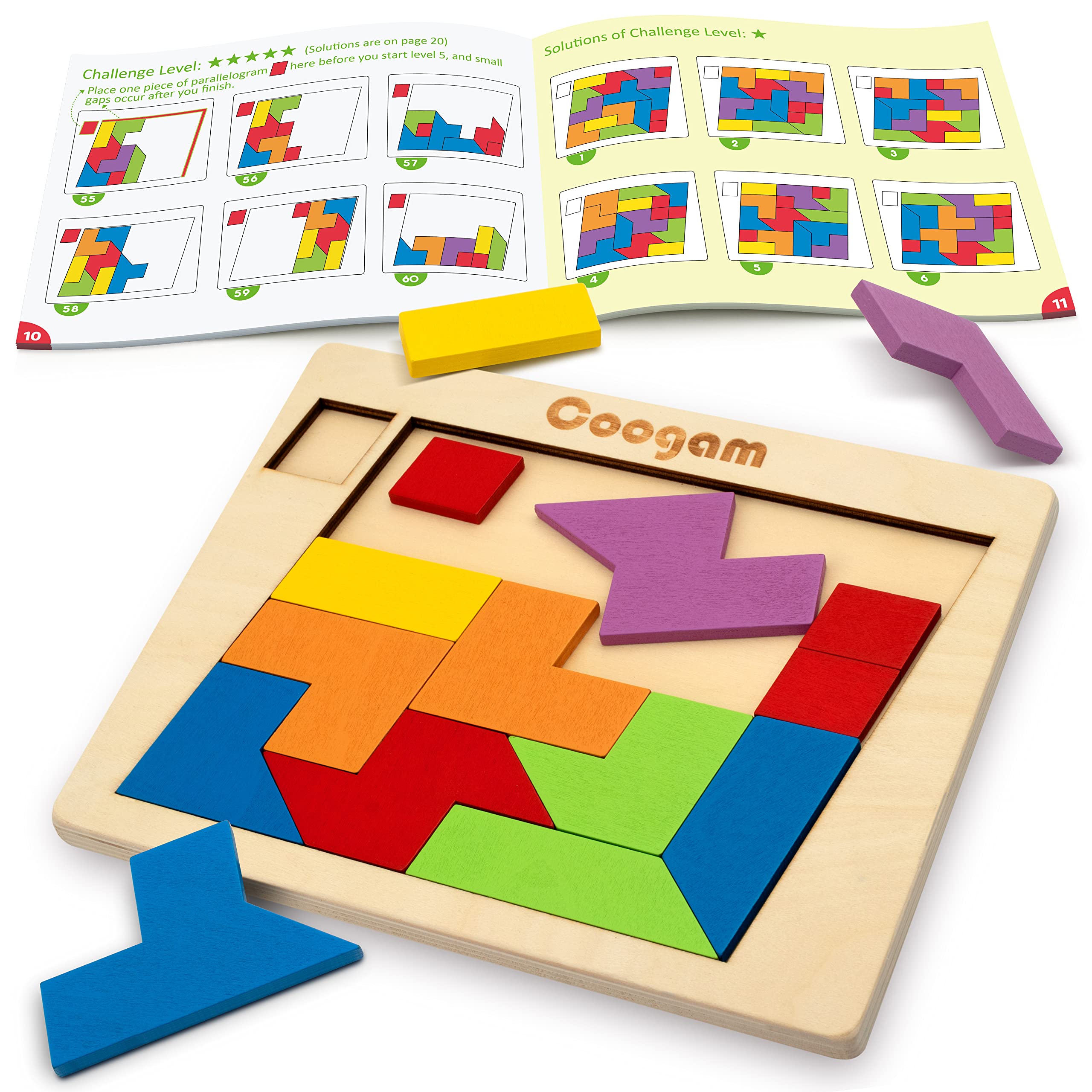 Drewniane puzzle logiczne Coogam z 60 wyzwaniami 🧩