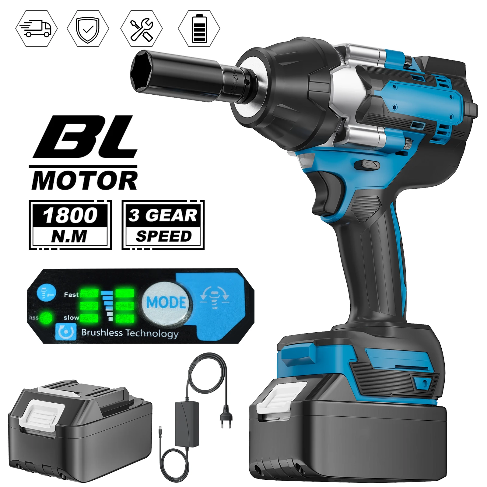 Bezszczotkowy klucz udarowy 1/2" kompatybilny z Makita 18V