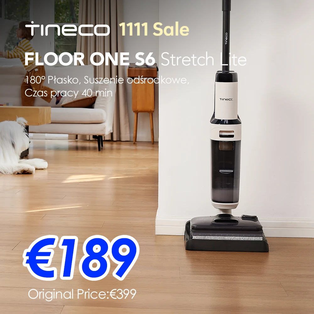 Tineco Floor One S6 Stretch Lite odkurzacz myjący z rozkładaniem 180°