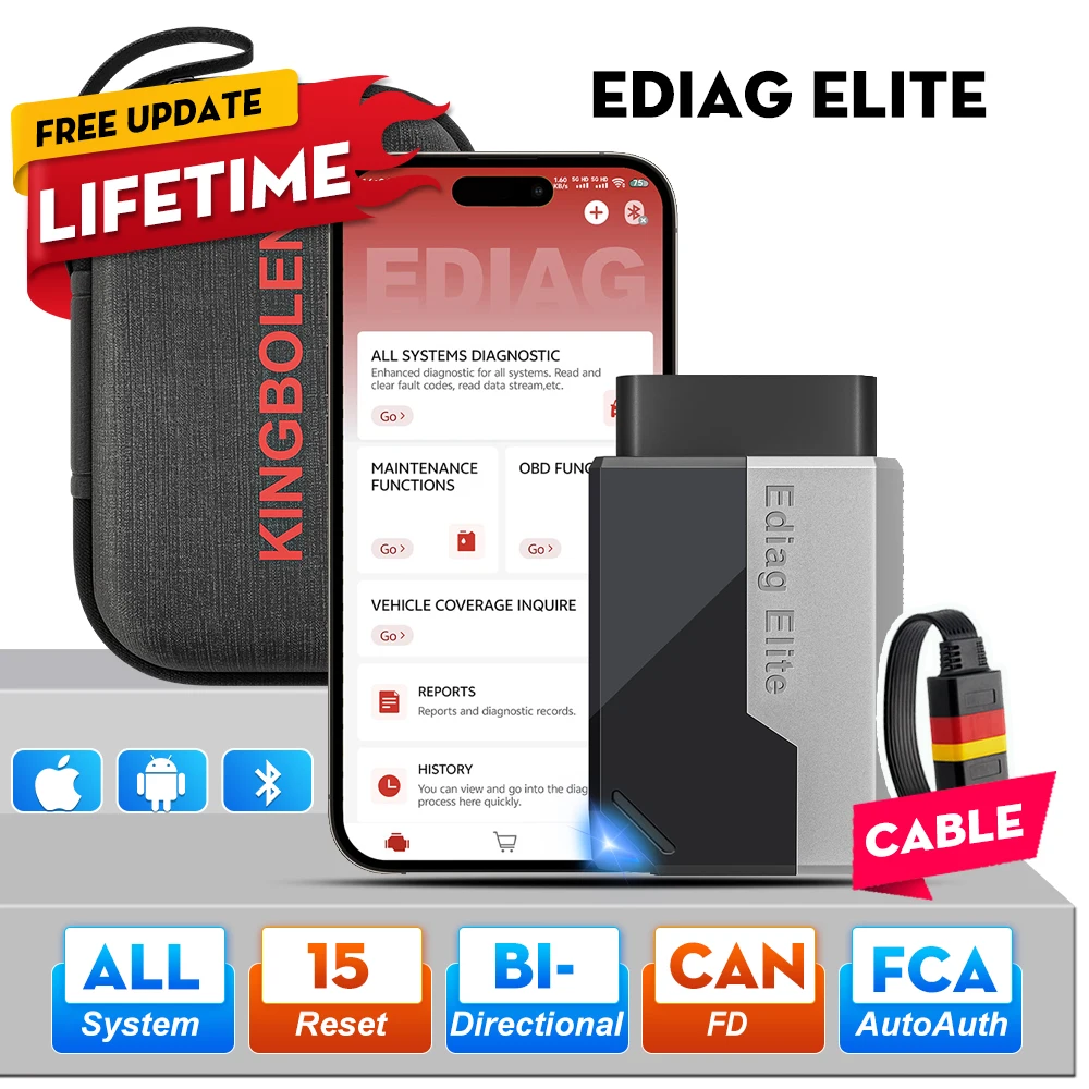 KINGBOLEN Ediag Elite – interfejs diagnostyczny OBD2 Bluetooth z CAN FD
