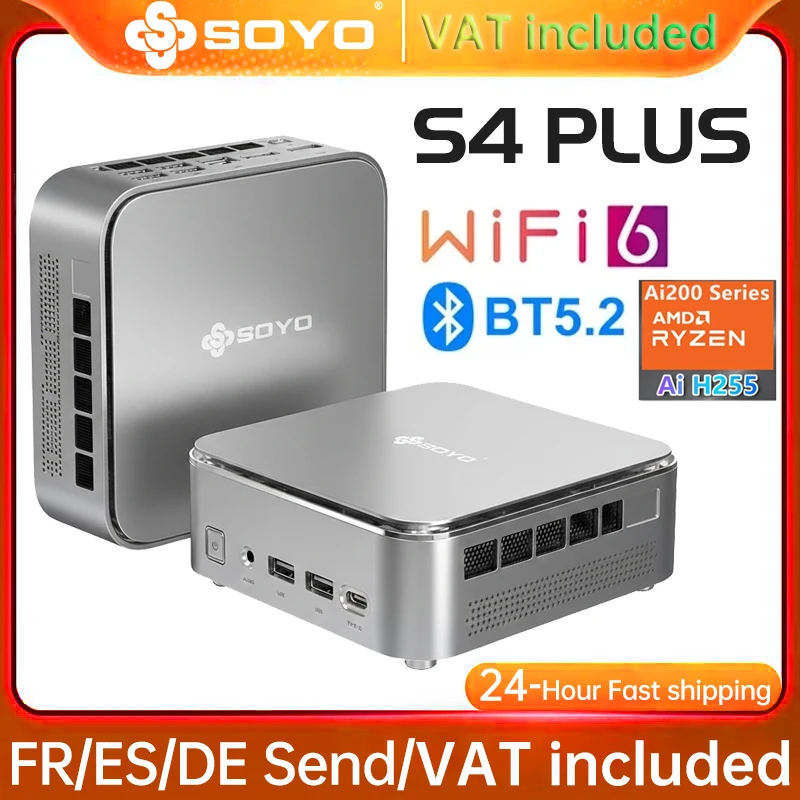 SOYO S4 Plus – mini PC z Ryzen 7 H255, 24 GB RAM i SSD 512 GB