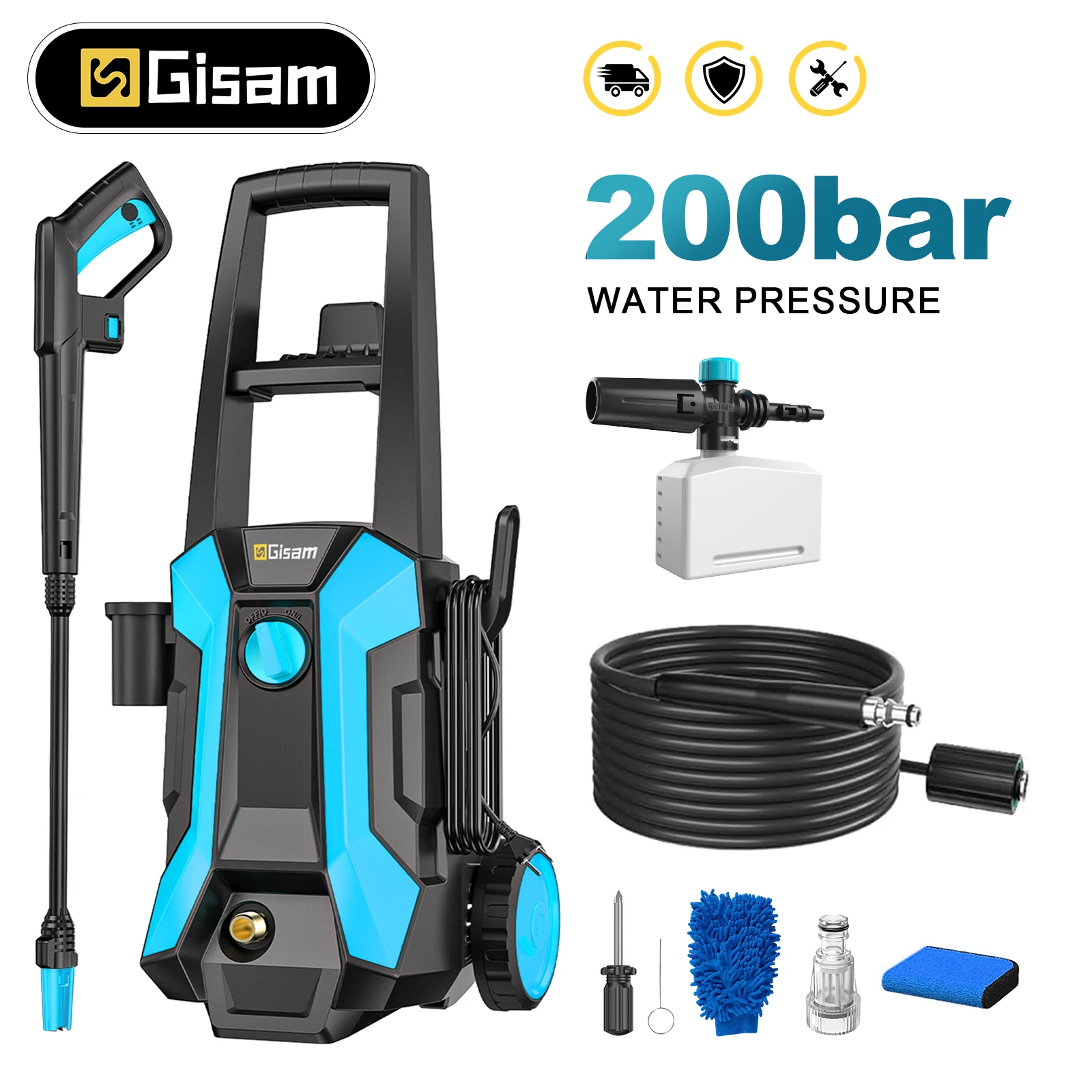 Myjka ciśnieniowa GISAM 200 bar 2200W z pianownicą!