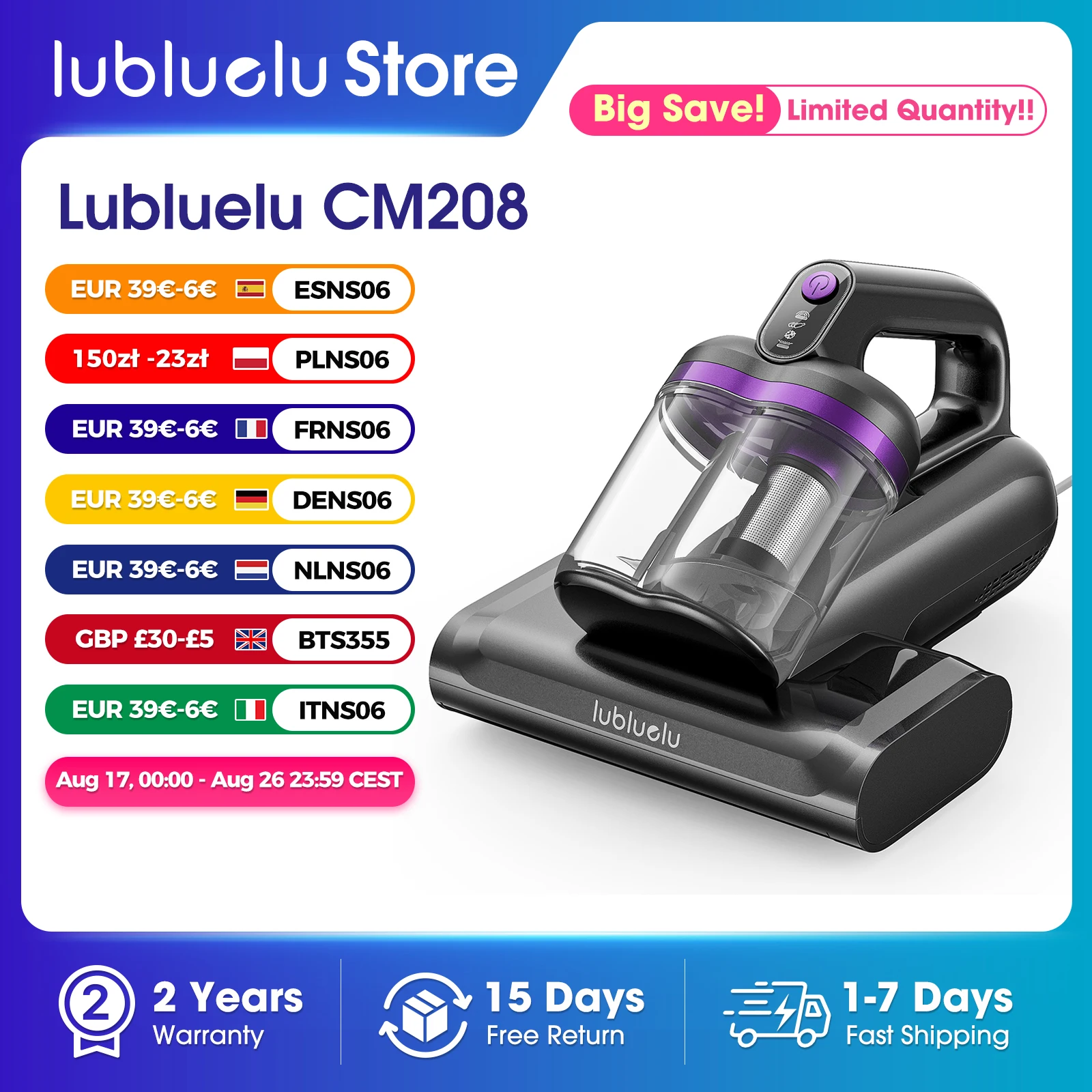 Odkurzacz do materacy Lubluelu CM208 z gorącym powietrzem!