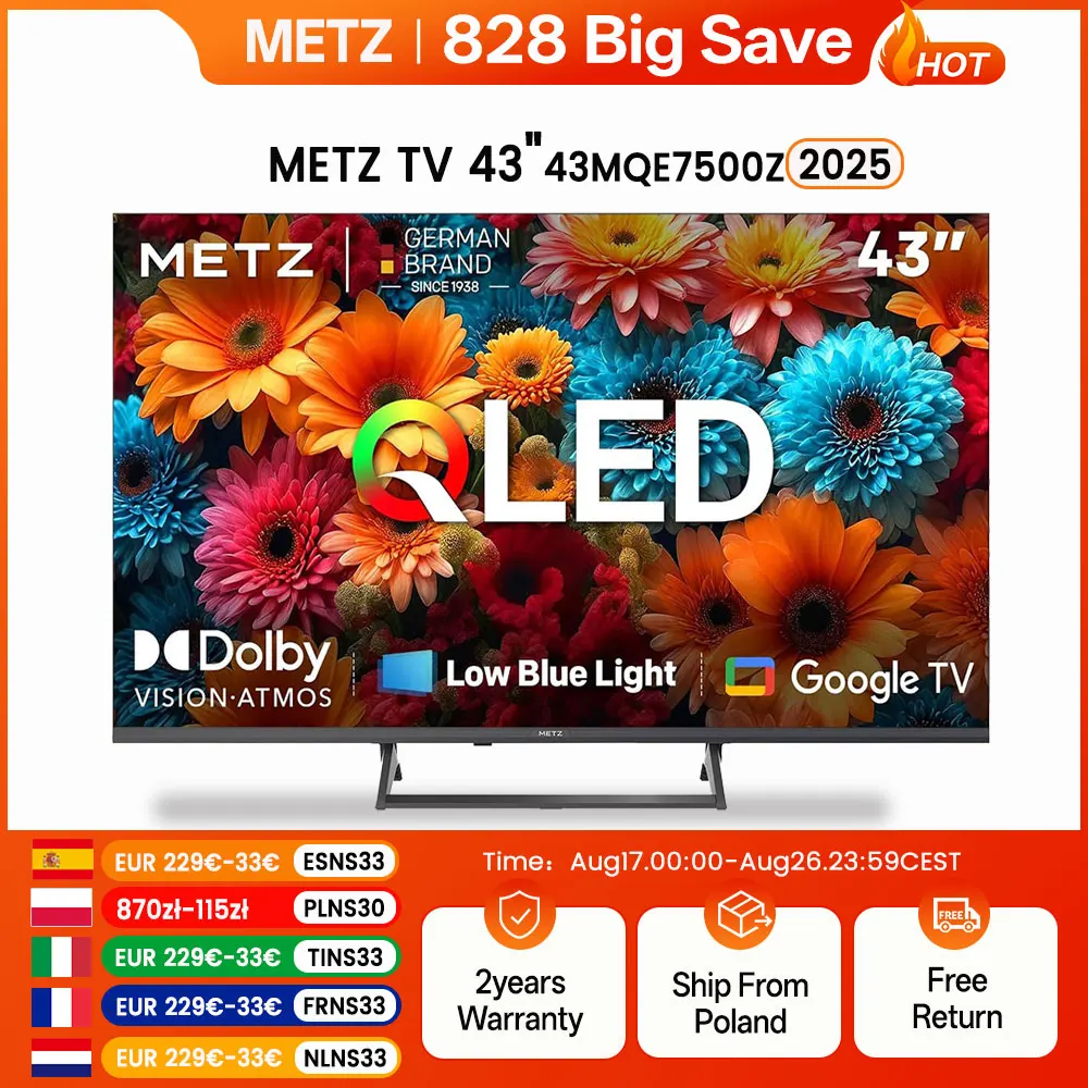 Telewizor QLED METZ 43" 4K z Google TV - świetna cena! 🔥