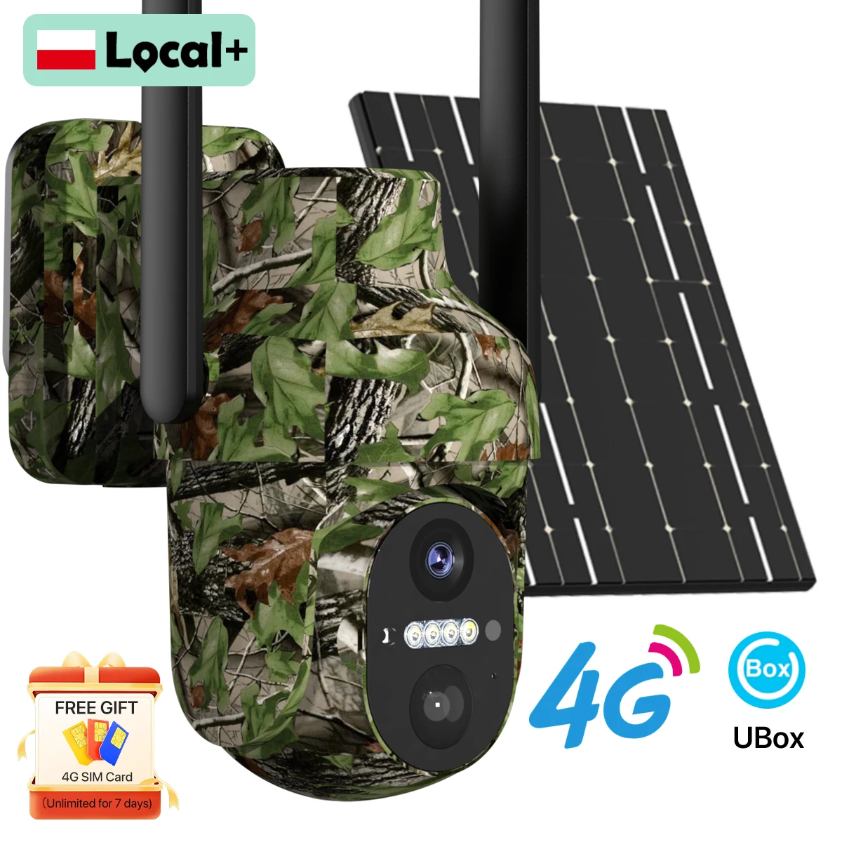 Kamera solarna 4G SIM w kamuflażu z czujnikiem PIR i noktowizorem