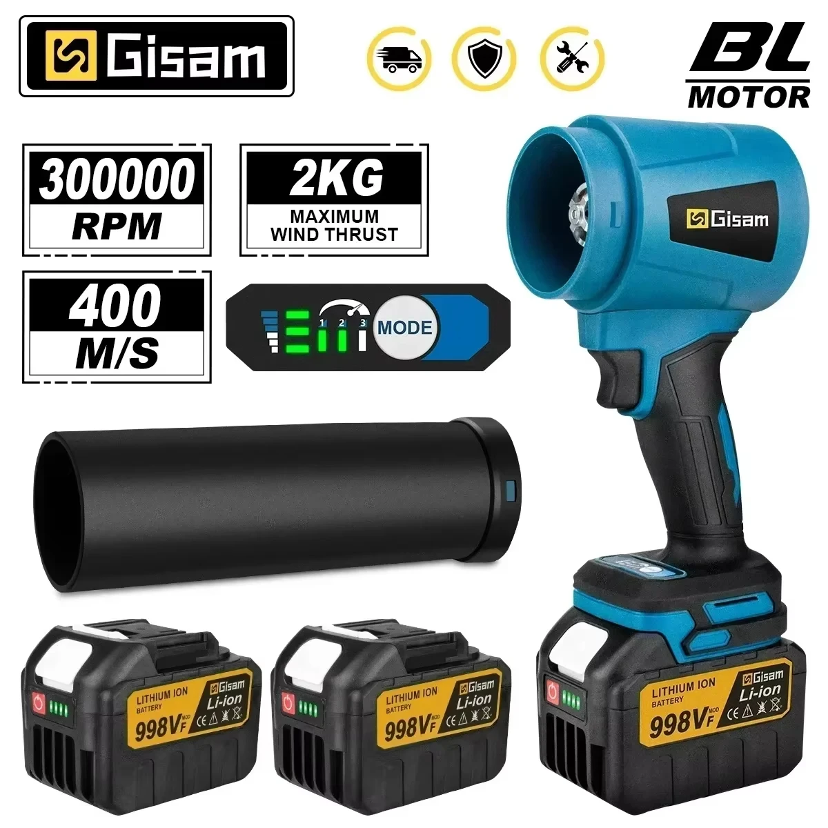 GISAM dmuchawa turbinowa 300000 RPM 400 m/s do akumulatorów Makita 18V
