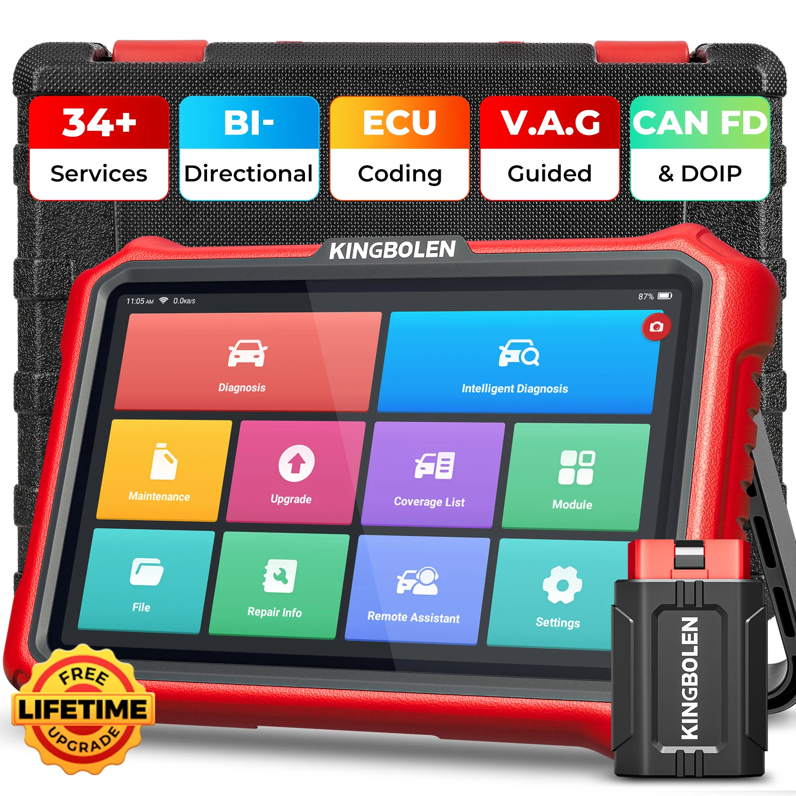 KINGBOLEN K8 PRO tester diagnostyczny OBD2 z kodowaniem ECU