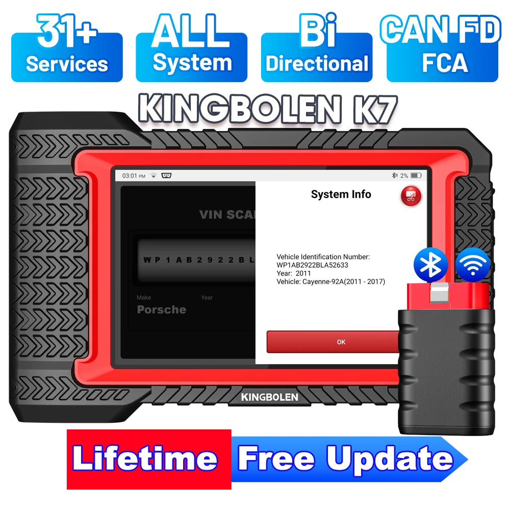 KINGBOLEN K7 tester diagnostyczny OBD2 z kodowaniem ECU