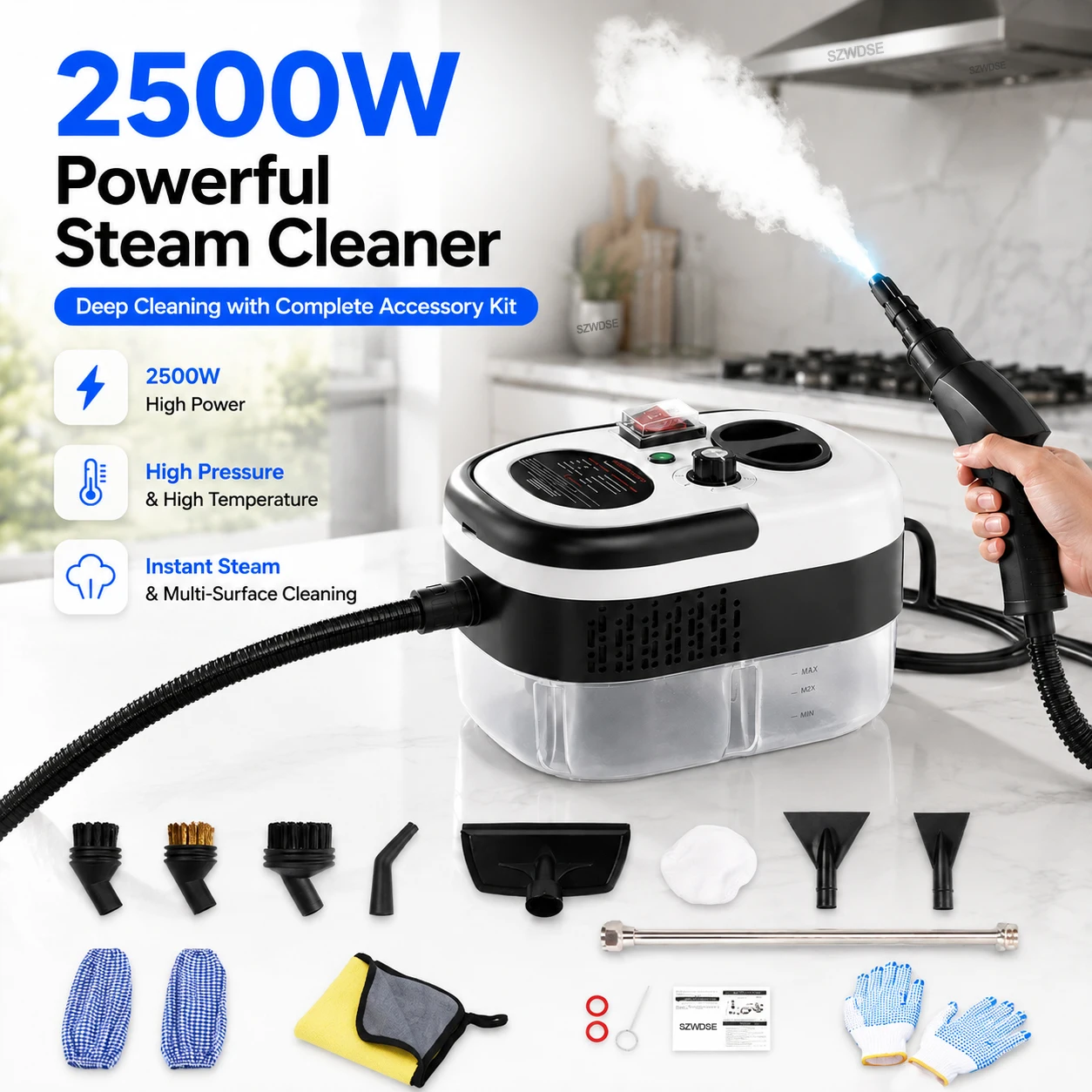 Myjka parowa 2500W do kuchni, łazienki i samochodu ♨️🔥