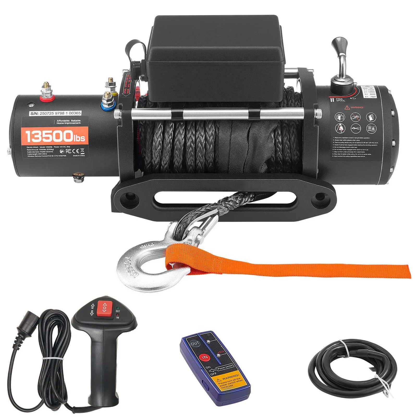 SucceBuy 13500 lbs – wciągarka elektryczna 12V z liną syntetyczną