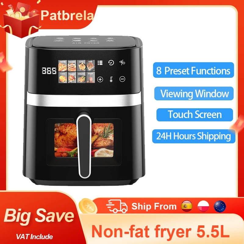 Patbrela 5,5 l frytkownica beztłuszczowa 1350 W z okienkiem