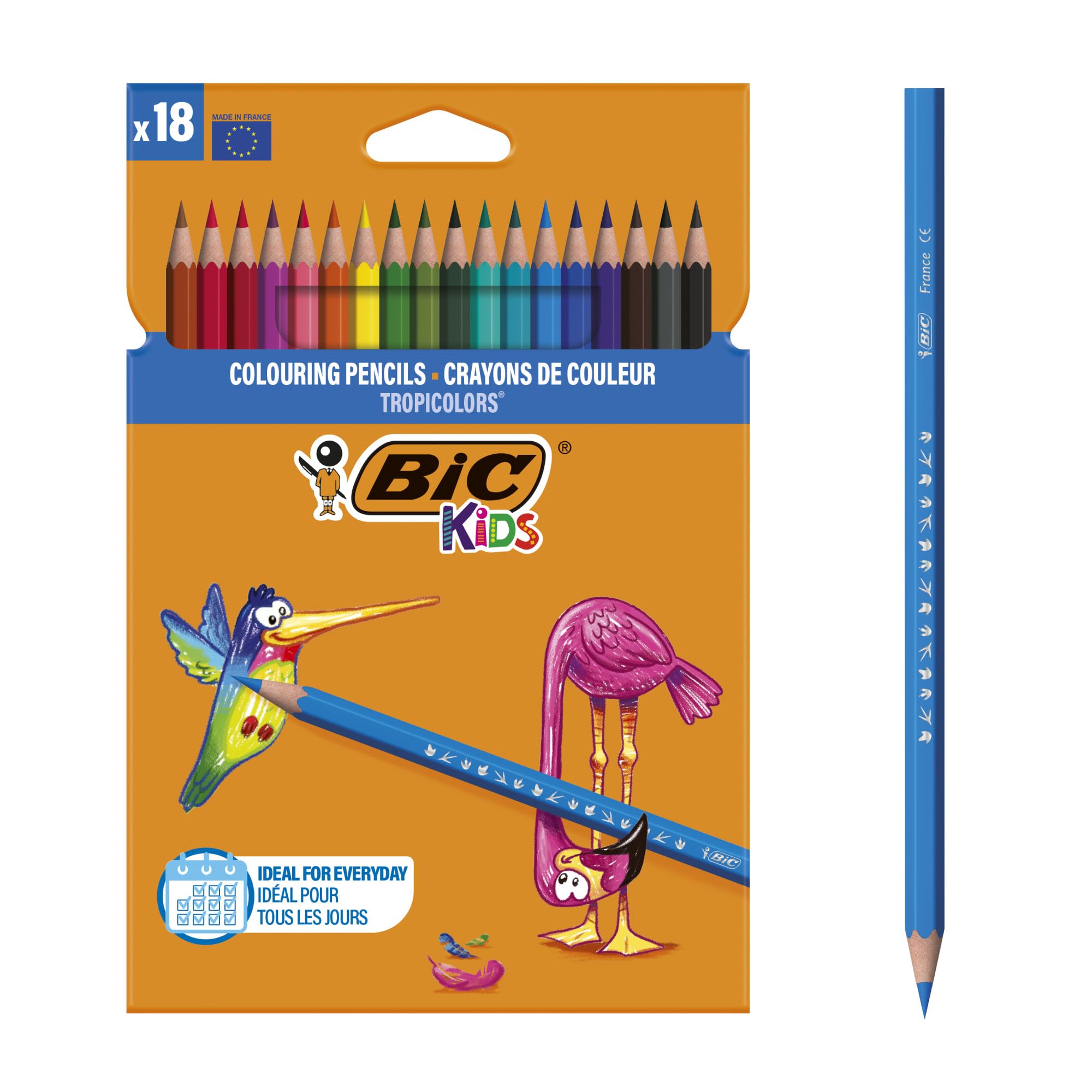 Kredki ołówkowe BIC Kids Tropicolors – 18 kolorów ✏️🌈