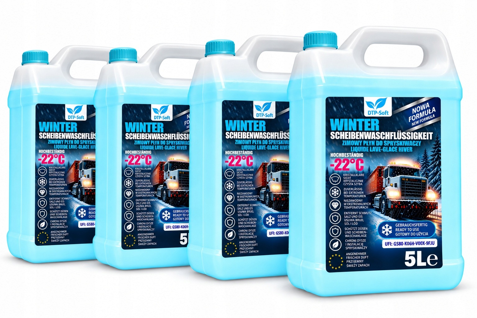 Zimowy płyn do spryskiwaczy -22°C, zestaw 4 × 5 l, 20 l