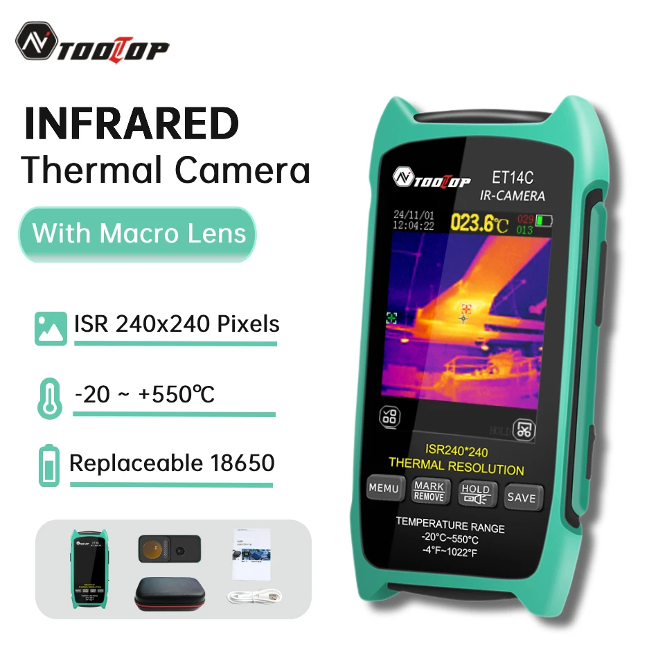 TOOLTOP ET14C kamera termowizyjna 2,8" z obrazem ISR 240×240 i 25 Hz