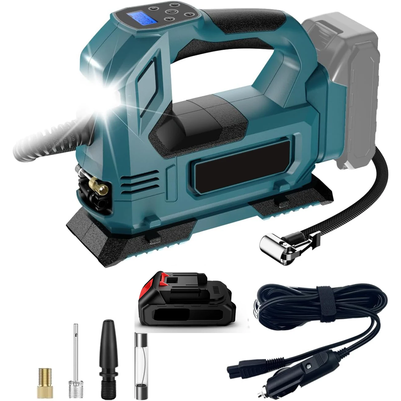 Bezprzewodowy kompresor do opon 18V + bateria