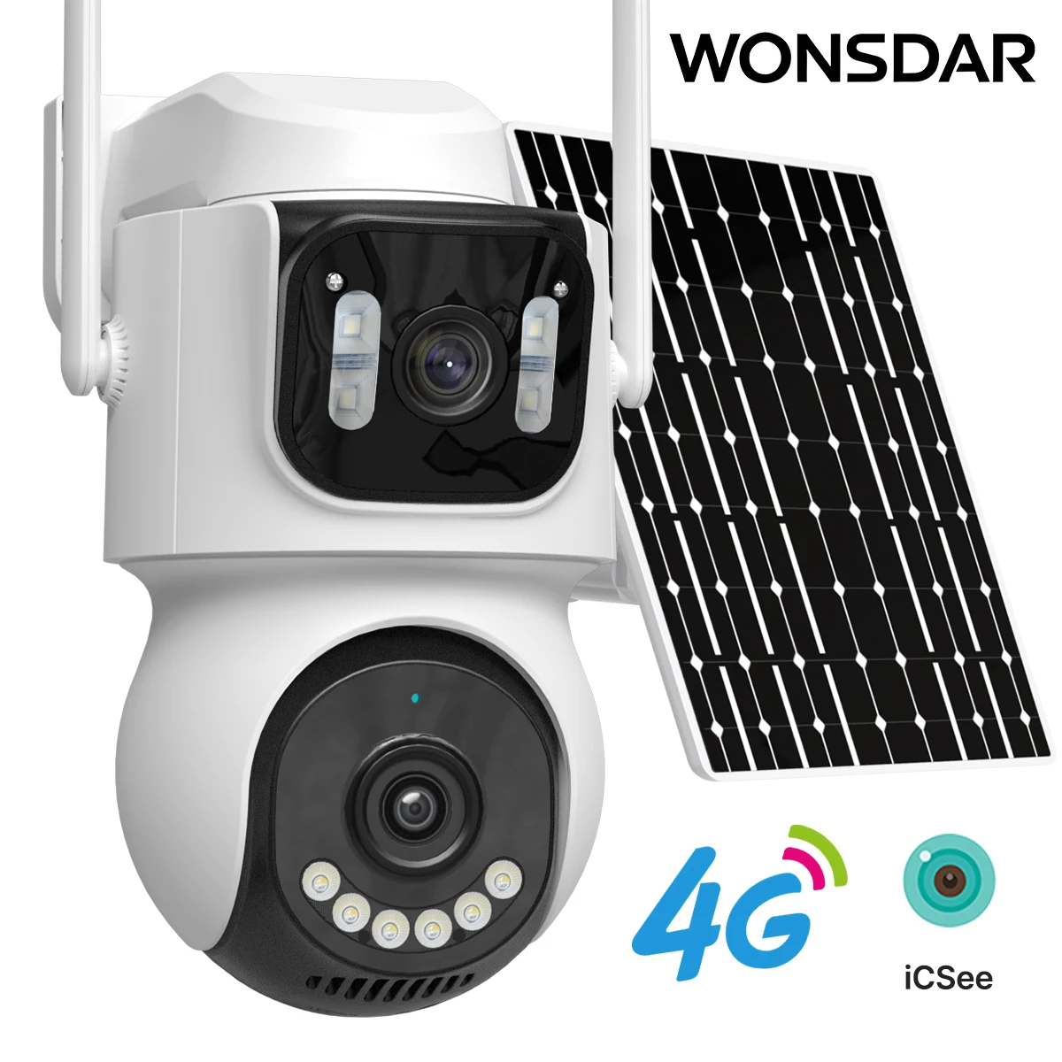 Kamera zewnętrzna solarna WONSDAR 4G LTE z dwoma obiektywami za 104,67zł 🔥📹