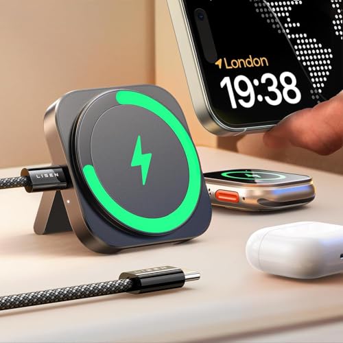 LISEN składana stacja ładowania 3 w 1 15 W do iPhone, Apple Watch i AirPods