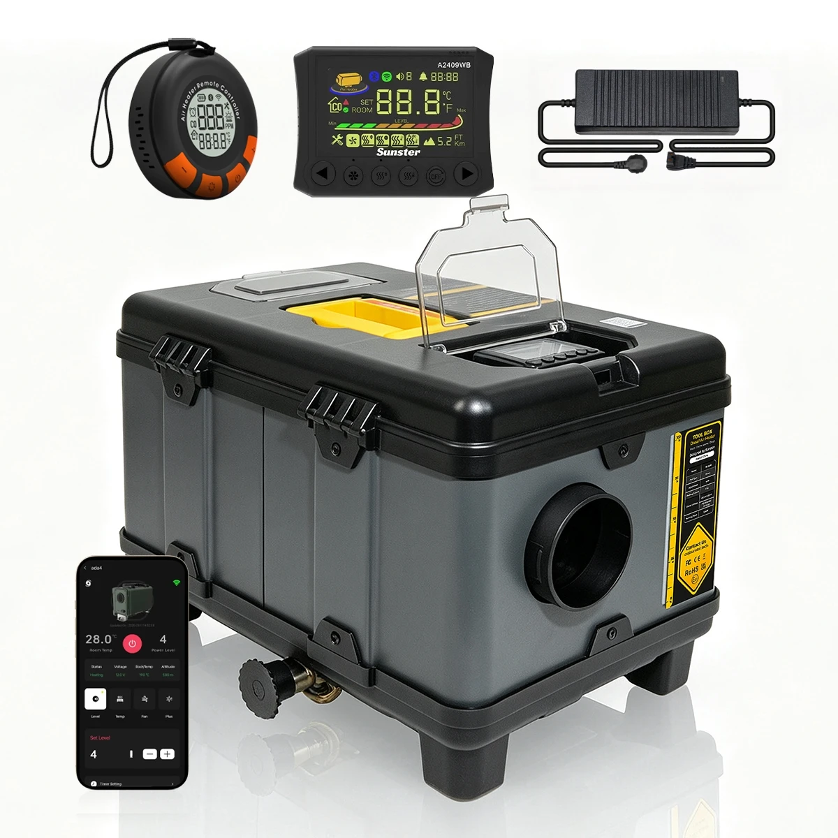 Sunster TB10WF 8 kW ogrzewanie postojowe diesel z Bluetooth i termostatem