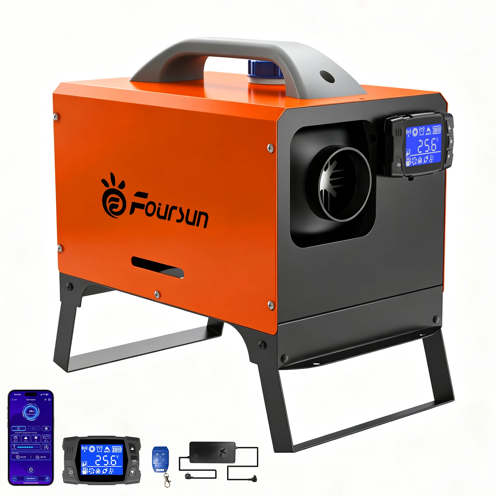 Foursun nagrzewnica powietrza diesel 12V/24V z dolnym uchwytem i sterowaniem przez aplikację