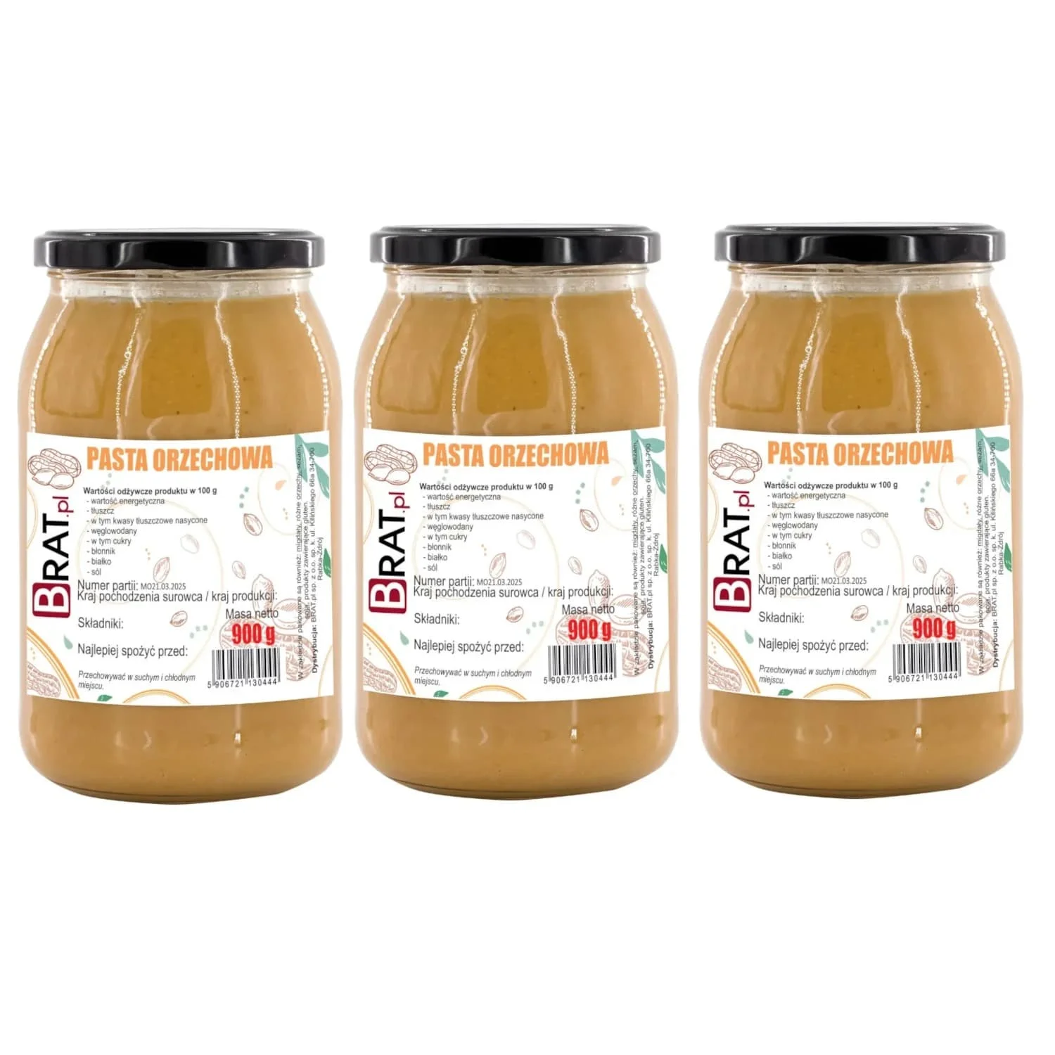 Pasta orzechowa zestaw 3 × 900 g
