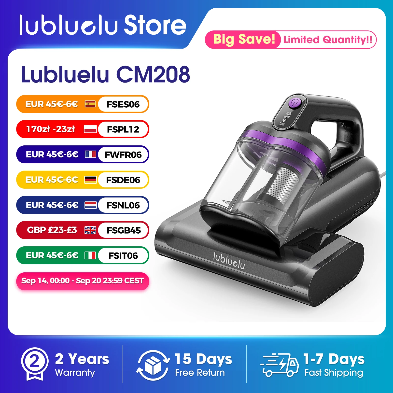 Odkurzacz do materacy Lubluelu CM208 z gorącym powietrzem!