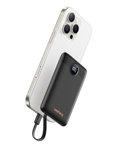 WeeFancy Mini Power Bank 10000 mAh 22,5 W z wbudowanymi kablami