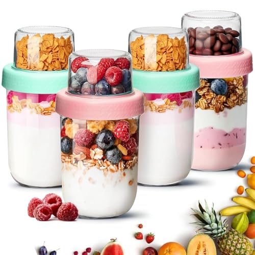 ComSaf kubki na jogurt i musli 480+120 ml 4 szt. z przegródką