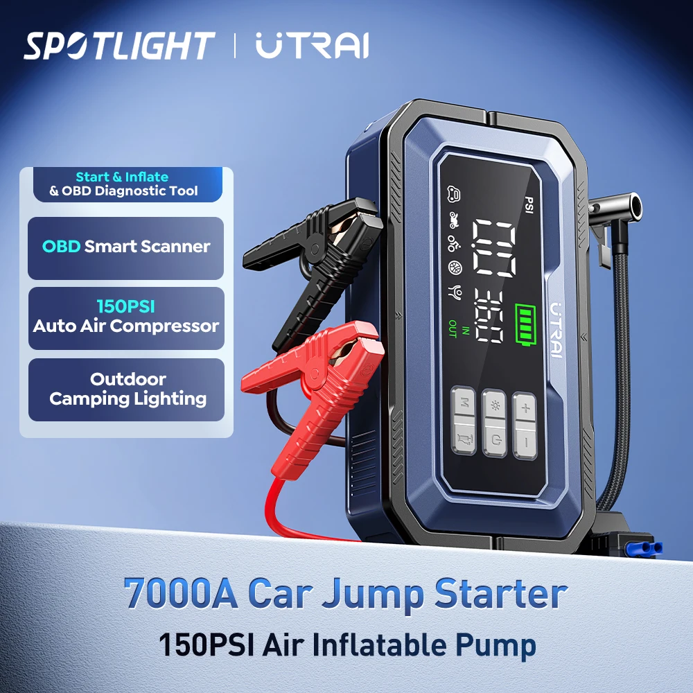 UTRAI All-in-One 7000A - powerbank rozruchowy z kompresorem i OBD 🔥