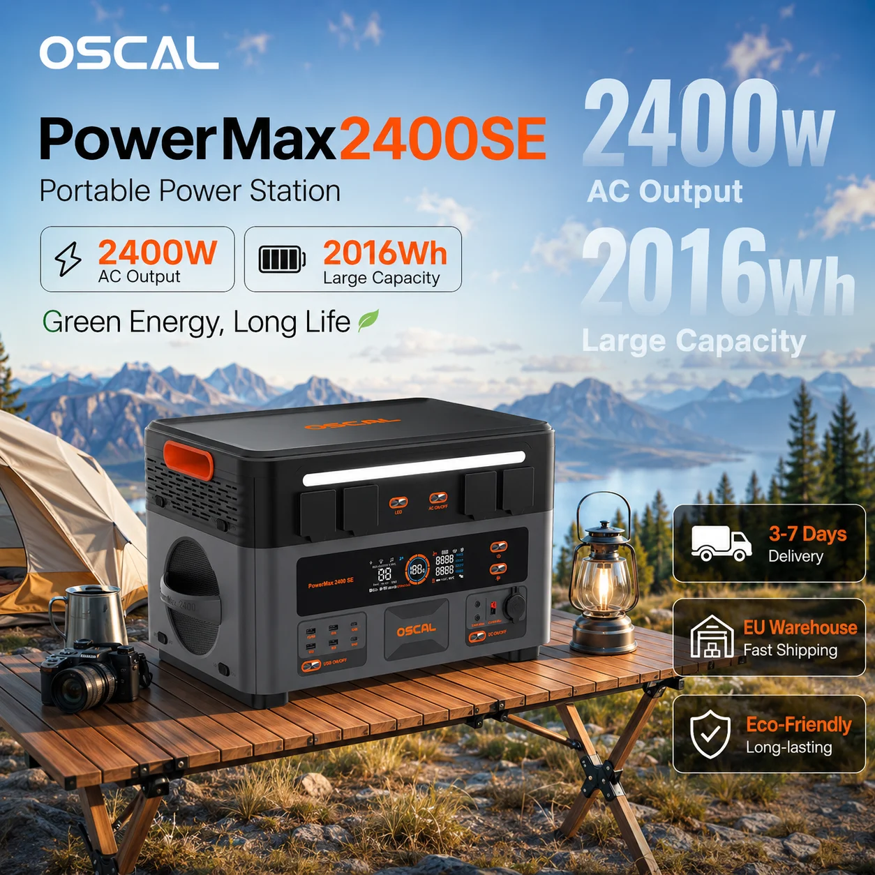 OSCAL PowerMax 2400SE stacja zasilania 2016Wh 2400W