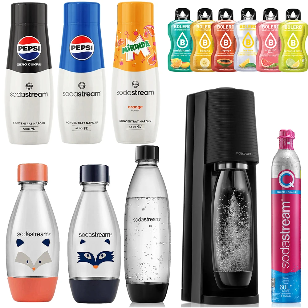 SodaStream Terra w dużym zestawie z butelkami i syropami!