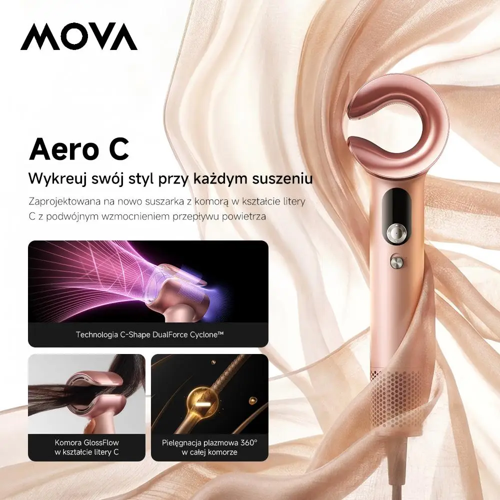 MOVA Aero C suszarka do włosów 1800W z pielęgnacją plazmową 360°