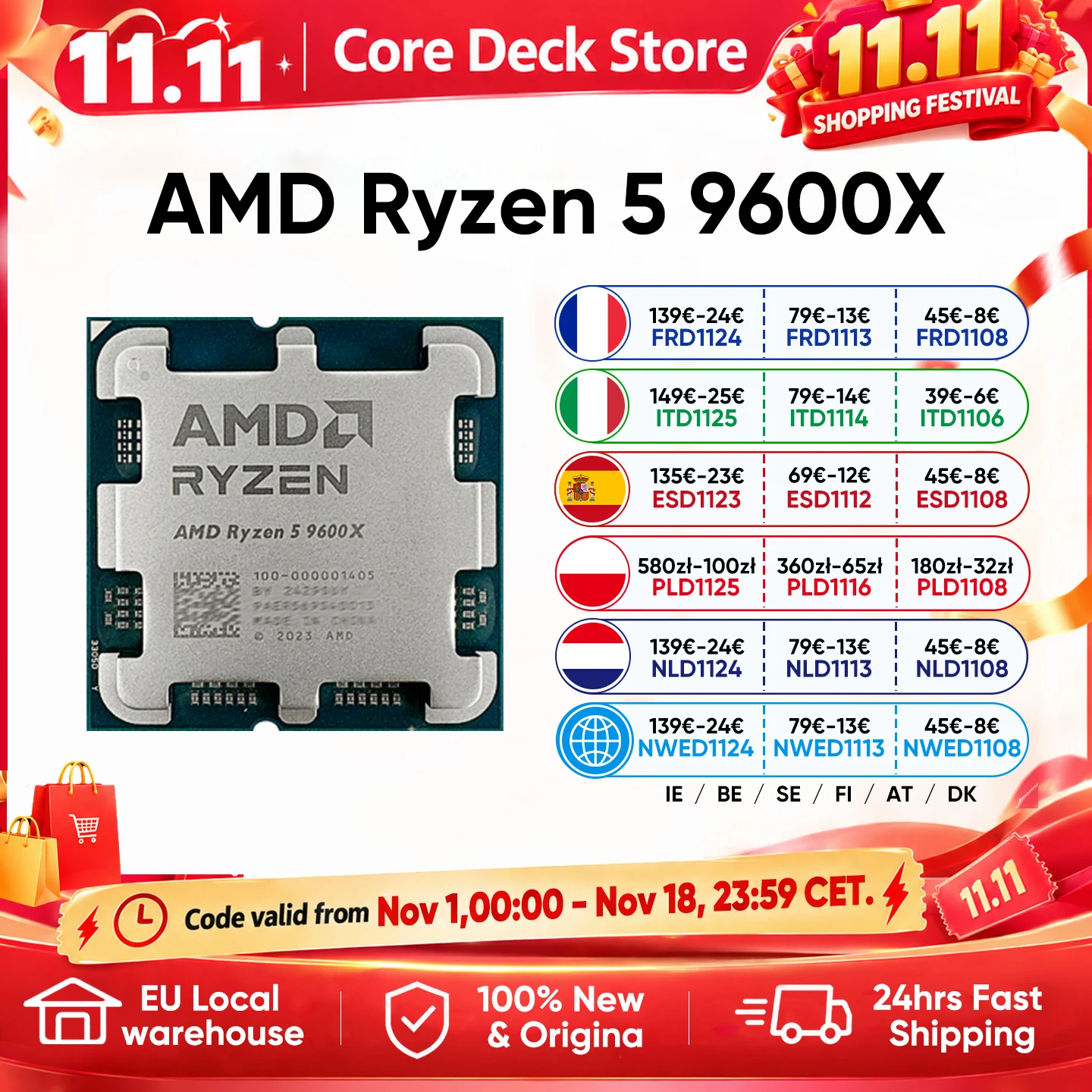 AMD Ryzen 5 9600X procesor 6-rdzeniowy AM5 Zen 5