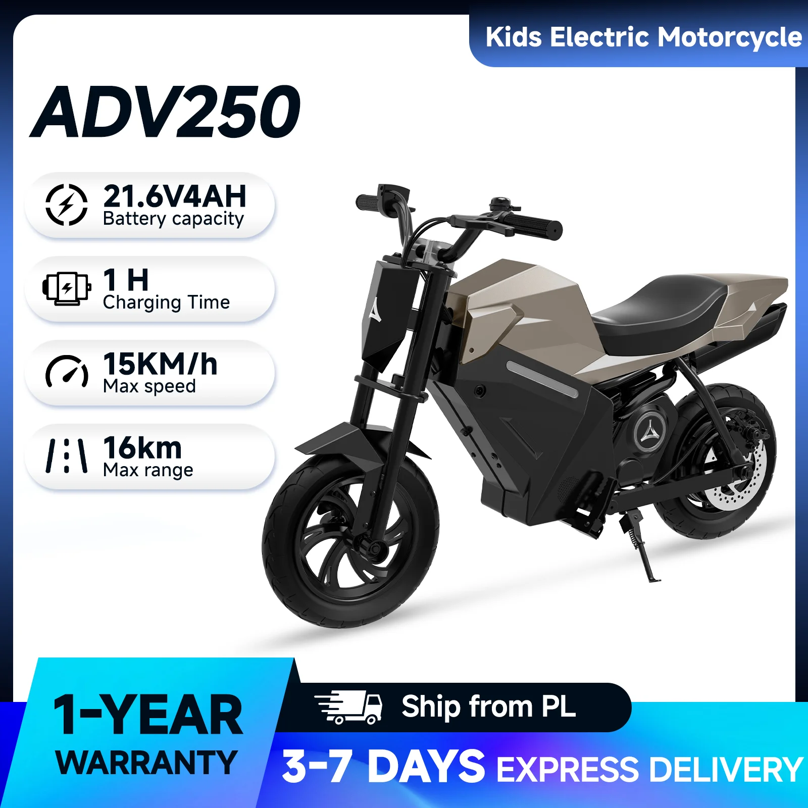 TODIMART motocykl elektryczny dla dzieci 12,5″ 21,6 V